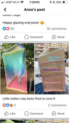 an instagram page with two pictures of different items on it and the caption says, happy glazing everyone