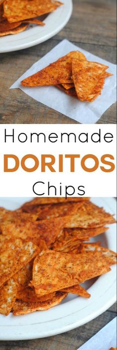 homemade doritos chips on a white plate