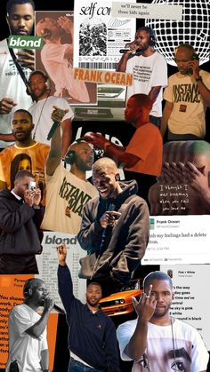 collage of black men and women with social media images in the middle one man is holding a cell phone