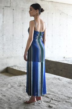 Blue maxi dress featuring a sweetheart neckline and sleeveless design, Fit: Relaxed Chic Fringed Floor-length Dress, Blue Sleeveless Fringe Dress, Multicolor Sleeveless Fringe Dresses, Crepe Maxi Dress, Fringe Dress, Blue Maxi, Maxi Dress Blue, Dress For Women, Aza Fashion