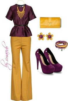 Fashionable Work Outfit, Colour Combinations Fashion, Burgundy Outfit, Color Combos Outfit, Color Combinations For Clothes, Look Formal, Gold Outfit, Casual Work Outfits