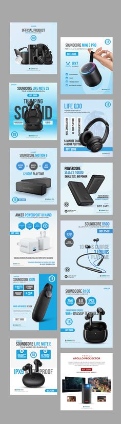 several different types of electronic devices are shown in this graphic style, with the same colors and