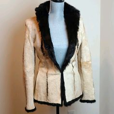 Nwot Tom Ford For Gucci Reversible Beige Color Calf Hair Reverse To Brown Color Rabbit Fur. Split Pockets At Sides. Luxury Gucci Cream Outerwear, Luxury Cream Gucci Outerwear, Gucci Long Sleeve Cream Outerwear, Gucci Cream Long Sleeve Outerwear, White Gucci Outerwear For Spring, Classic White Gucci Outerwear, White Gucci Outerwear For Work, Fitted Beige Gucci Outerwear, Fitted Gucci Beige Outerwear