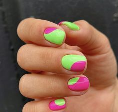 Different Color Each Nail, Short Colorful Nails, Nail Polish Style, Girls Nails, Fire Nails, Funky Nails, Short Acrylic Nails