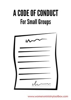 a paper with the words code of conduct for small groups