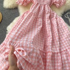 Gingham midi dress with a square neckline, short puff sleeves and a stretchy smocked bodice. Flowy tiered skirt with a big hem. Perfect for picnic days! S: 27"-40" chest, 22"-35" waist, 43" lengthM: 28.5"-41.5" chest, 23.5"-36.5" waist, 43" lengthL: 30"-43" chest, 25"-38" waist, 43" length Gingham Midi Dress, Tier Skirt, Square Necklines, Tiered Skirt, Tiered Dress, Square Neckline, Puff Sleeves, Smocking, Gingham