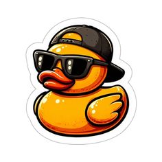 an orange duck wearing sunglasses and a hat