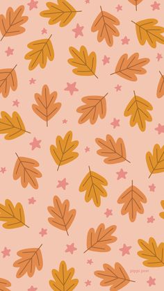 an orange and brown leaf pattern on a pink background, with stars in the middle