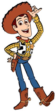 an image of a cartoon character with a cowboy hat and boots holding his hand up in the air