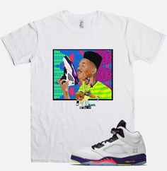 Custom Shirts to match the Jordan 5 white bel air Sizing Chart is available Since all items are made to order, all sales are final. This shirt is available in kids sizes We try to ship all orders out ASAP But There is a 1-3 business day handling time. We also do special request for any hard to match sneaker you may have. Message us Throwback White Tops For Streetwear, White Pre-shrunk Throwback T-shirt, White Throwback T-shirt, Shrink-resistant, White Short Sleeve Throwback T-shirt, White Throwback Top With Dtg Printing, White Graffiti Print Top For Fans, White Graffiti Print Top For Fan Merchandise, White Hip Hop T-shirt For Fans, Hip Hop Jacket