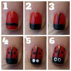 Want to try some epic DIY nail designs? We've got five tutorials you can totally master! #DIYnails #nails Ladybird Nails, Bug Nails, Ladybug Nail Art, Nail Art Step By Step, Ladybug Nails, Splatter Nails, Art Step By Step, Kids Nail Designs, Nail Art For Kids