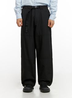 mens-belted-wide-leg-trousers-ig409 / Black Black Cotton Parachute Pants, Black Relaxed Fit Parachute Pants For Summer, Summer Black Relaxed Fit Parachute Pants, Black Cotton Parachute Pants For Work, Black Cotton Parachute Work Pants, Black Full-length Cargo Pants For Summer, Black Fitted Parachute Pants, Black Parachute Pants For Workwear In Fall, Spring Techwear Pants For Workwear