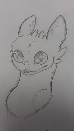 a drawing of a small animal with big eyes