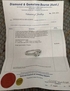 a diamond and gemstone borset auction certificate