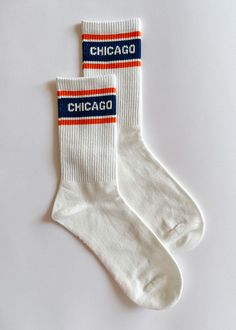 *Alice & Wonder original design* Inspired by the OG sport socks from the 80s, this crew was made for game day. Navy and orange Chicago block mini crew sock. 100% Cotton. One Size Fits Most. Retro White Cotton Socks, White Cotton Retro Socks, Sporty Cotton Socks With Letter Print, Sports Cotton Socks With Letter Print, White Sports Socks With Letter Print, White Casual Socks For Sports Events, Casual White Socks For Sports Events, Sweat Sets, Navy And Orange