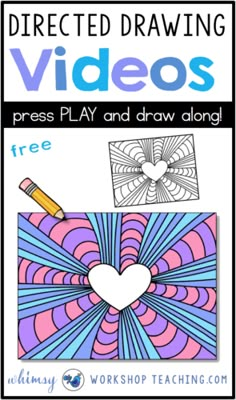 a poster with the words, directed drawing videos and an image of a heart on it