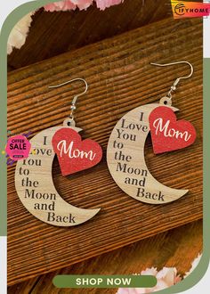 I Lover You to The Moon and Back Mother's Day Gift Earrings To The Moon And Back, To The Moon, Mother's Day Gift, Earring Gifts, The Moon, Mother's Day Gifts, Mother's Day, Mothers Day, On Sale