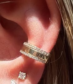 14k Gold Double Diamond Ear Cuff Diamond Ear Cuff, Double Diamond, Jewelry Accessories Ideas, Accessories Ideas, Ear Cuff, Jewelry Accessories, Cuff, Gold