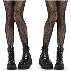 Gothic Spider Web Design Pantyhose Stockings. Black Nylon. Styles: Goth Punk Emo Festival Steampunk Dh-425 Spider Web Leggings, Goth Stockings Outfit, Cute Goth Outfit Ideas, Emo Tights, Goth Pjs, Influencer Closet, Maeve Aesthetic, Spiderweb Tights, Spider Web Tights