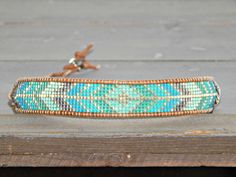 Aqua Diamond Arrow Beaded Friendship Bracelet Custom Loom - Etsy Turkey Leather Friendship Bracelet, Magic Ring Crochet, Friendship Bracelets With Beads, Loom Bracelet Patterns, Loom Bracelet, Boho Birthday, Bead Loom Bracelets, Loom Bracelets, Bracelet Boho