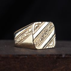 Gold Men Ring, Classy Ring, Pinky Signet Ring, Sterling Silver Mens Rings, Square Ring, Gold Signet Ring, Men Ring, Square Rings, Sterling Silver Mens