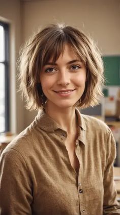 22 Shaggy Bob Haircut Guide: Vintage, Modern, and Ombre Styles Short Bob Brown Hair, Middle Hairstyles, Shaggy Bobs, Haircut Guide, Shaggy Bob Haircut, Middle Hair, Bob Haircut Curly, Short Shag Haircuts, Shaggy Short Hair