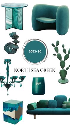 the north sea green color scheme is featured in this article for interior and exterior design