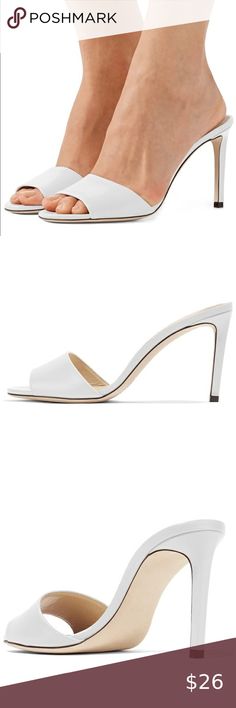 FSJ Women Casual Peep Toe Mule Sandals FSJ Women Casual Peep Toe Mule Sandals Stiletto High Heels Party Evening Shoes   Size : 9.5  Color : white  Condition : new  Heel : 3.5 inch   20-0212 FSJ Shoes Heels Elegant Open Heel Summer Heels, White Almond Toe Sandals For Evening, Summer Almond Toe Heels With 4-inch Heel, White Almond Toe Evening Sandals, White Sandals With Contrasting Heel Counter And Almond Toe, Elegant Open Toe Mules For Summer, Elegant Summer Mules With 4-inch Heel, Elegant Open Toe Summer Mules, White Evening Mules For Summer