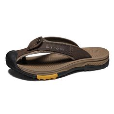 Category:Slippers  Flip-Flops; Upper Materials:Leather,Cowhide; Lining Materials:Leather; Gender:Men's; Toe Shape:Open Toe; Outsole Materials:Rubber; Closure Type:Loafer; Function:Comfortable,Breathable,Slip Resistant; Listing Date:07/02/2024; 2024 Trends:Flip-Flops Brown Synthetic Sport Sandals For Summer, Brown Sport Sandals For Summer Outdoor Activities, Casual Open Toe Flip Flops For Outdoor Activities, Brown Sport Sandals For Summer Beach, Summer Beach Sport Sandals In Brown, Brown Summer Beach Sport Sandals, Leather Slip-on Sandals For Beach Season, Non-slip Brown Sport Sandals For Vacation, Brown Non-slip Sport Sandals For Vacation