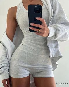 Lasaky - Soft & Cozy U-Neck Tank with Shorts Combo Lounge Wear Summer, Chill Lounge, Half Sleeve Tops, Cute Comfy Outfits, U Neck, Casual Tank Tops, Sporty Style, Retro Outfits, Shorts Set