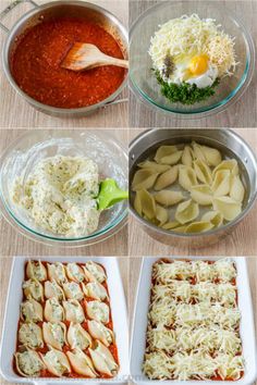 the steps to make lasagna casserole are shown