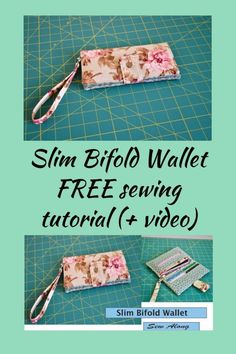 two images showing how to make a wallet with the free sewing pattern and video instructions