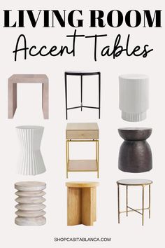 living room accent tables with text overlay that says living room accent tables in black and white