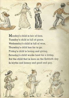 an old children's book with pictures of people in different outfits and words on it