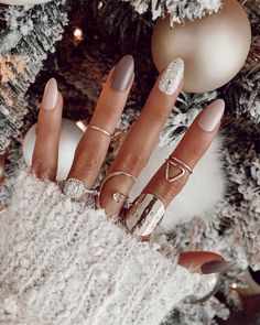 Snow Nails, December Nails, November Nails, Nails Nude, Holiday Nail Designs, Valentine Nails, Nail Colors Winter, Nails Homecoming, Holiday Nail