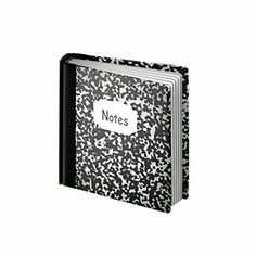 a black and white notebook with the words notes written on it's front cover