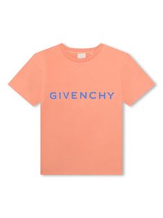 tangerine orange organic cotton jersey texture logo print to the front signature 4G motif crew neck short sleeves straight hem Givenchy Hoodie, Givenchy Tshirt, How To Pronounce, Kenzo Kids, Kids Logo, Stella Mccartney Kids, Cotton Logo, Boys Top, Casual Street Style