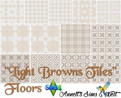 the light brown tiles are shown in different sizes and colors, with an ornate design on each