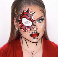 Pop Art Inspiration, Superhero Makeup, Spiderman Makeup, Holloween Makeup, Pop Art Makeup, Creepy Halloween Makeup, Halloween Makeup Diy, Cool Halloween Makeup, Face Paint Makeup