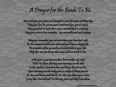 a prayer for the bride to be written in red, white and blue on a gray background