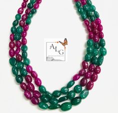 "Shop with confidence at AyeraLooseGemstone: Handmade Gemstone Beaded Jewelry Stone beaded Necklace\" Gemstone : Natural Mica & Ruby Gemstone Color: Pink/Green Gemstone Shape: Oval Gemstone Finish: Smooth Gemstone Size: 8x7 to 8x11mm (Approx) Necklace Length: 12\" Inches Necklace Closure: Adjustable Rope ** Important Notes ** >We deal in good quality stones. >All our stones are 100% Natural. >The quality of stone is best for the price. >We ship everyday of the week form Monday-Saturday. We will Oval Beaded Gemstones For Gifts, Oval Gemstone Beaded Necklaces For Jewelry Making, Oval Gemstone Beads For Jewelry Making, Tumbled Gemstone Beads For Jewelry Making, Mica Stone, Stone Beads Necklace, Necklace Closure, Beautiful Beaded Necklaces, Natural Gemstone Necklace