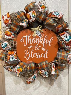 a wreath that says, thank you and the blessing