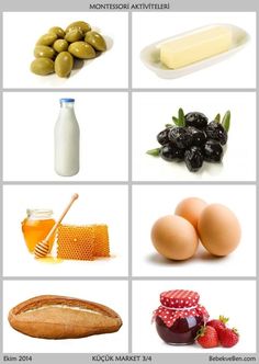 an image of different foods that include eggs, cheese, bread and olives with the caption