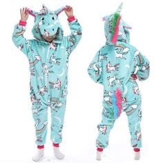 Onesie Unicorn Pajamas - Momorii Kids Pajamas Boys, Winter Sleepwear, Boys Nightwear, Blue Unicorn