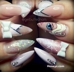 Elsa Nails, Stylish Acrylic Nails, Frozen Nails, Prom Nails Silver, Neat Nails, Nail Design Video, Nail Art Gel