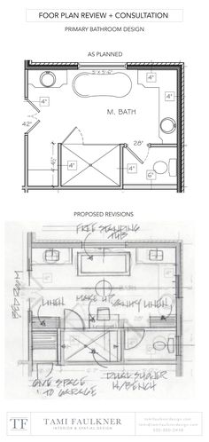 the floor plan for a bathroom with two sinks and a bathtub in each room