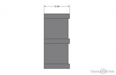 a drawing of a tall gray tower with measurements for the top and bottom part of it