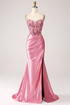 Corset Prom Dress, Sequin Corset, Prom Dress Inspo, Deb Dresses, Classy Prom Dresses, Pink Mermaid, Prom Dress Inspiration