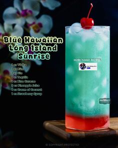 the blue hawaiian long island sunrise cocktail is ready to be served at your next party