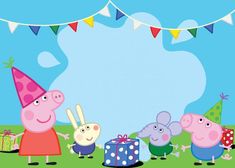 peppa pig birthday party with presents and bunnies